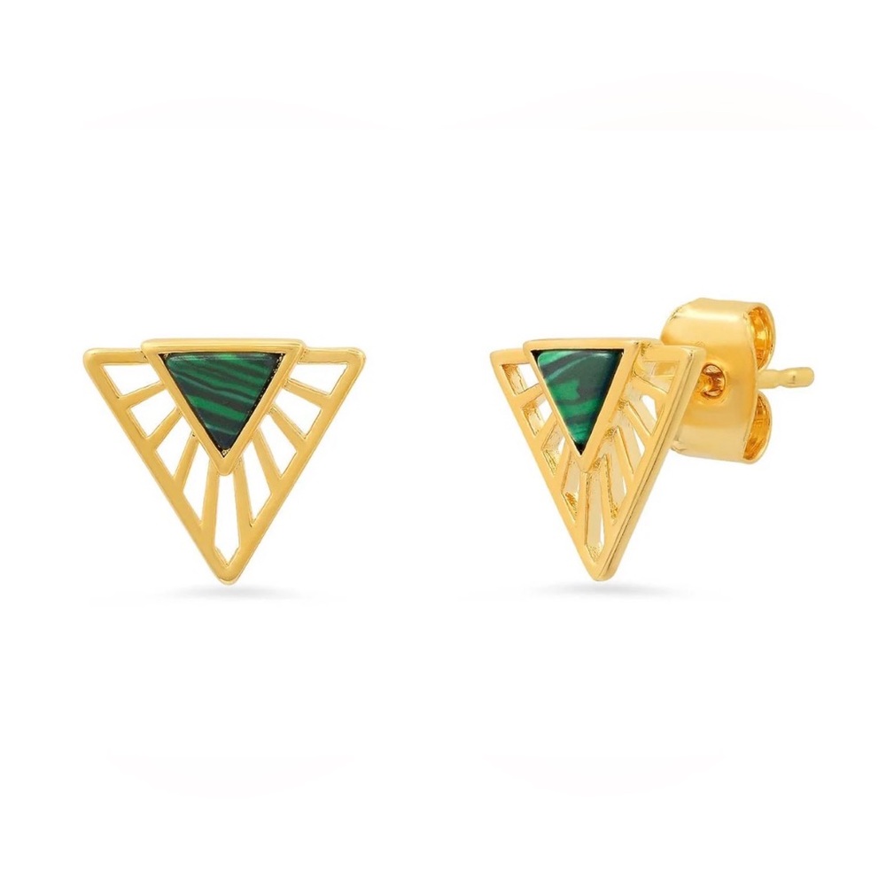 NWT- Tai Triangle Studs With Malachite Accents